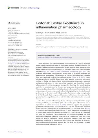 Editorial: Global excellence in inflammation pharmacology thumbnail