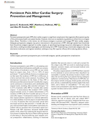 Persistent Pain After Cardiac Surgery: Prevention and Management thumbnail