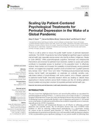 Scaling Up Patient-Centered Psychological Treatments for Perinatal Depression in the Wake of a Global Pandemic thumbnail