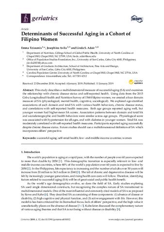 Determinants of successful aging in a cohort of Filipino women thumbnail