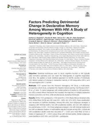 Factors Predicting Detrimental Change in Declarative Memory Among Women With HIV: A Study of Heterogeneity in Cognition