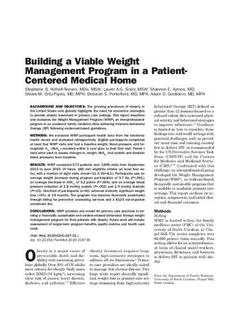 Building a viable weight management program in a patient-centered medical home