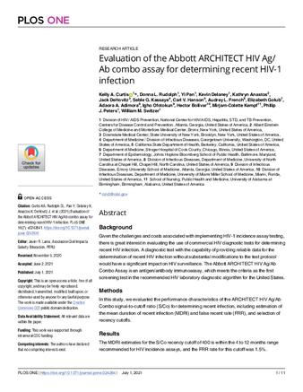 Evaluation of the Abbott ARCHITECT HIV Ag/ Ab combo assay for determining recent HIV-1 infection thumbnail