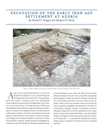 Excavation of the Early Iron Age Settlement at Azoria