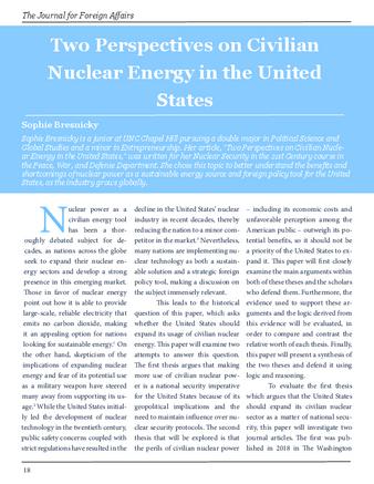 Two Perspectives on Civilian Nuclear Energy in the United States