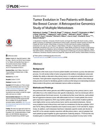 Tumor Evolution in Two Patients with Basal-like Breast Cancer: A Retrospective Genomics Study of Multiple Metastases thumbnail