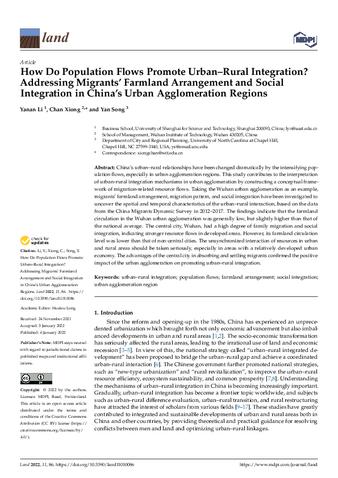 How Do Population Flows Promote Urban–Rural Integration? Addressing Migrants’ Farmland Arrangement and Social Integration in China’s Urban Agglomeration Regions