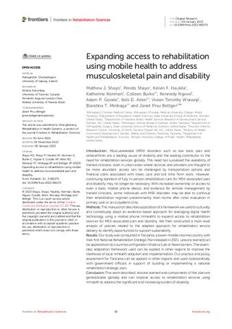 Expanding access to rehabilitation using mobile health to address musculoskeletal pain and disability thumbnail
