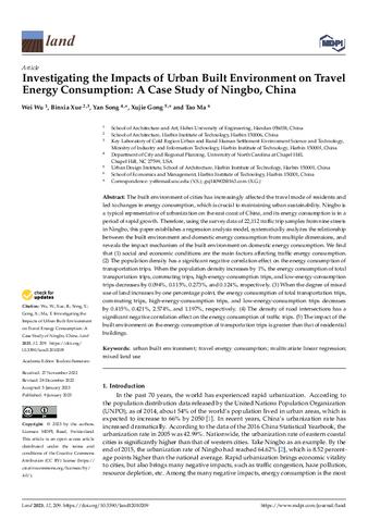 Investigating the Impacts of Urban Built Environment on Travel Energy Consumption: A Case Study of Ningbo, China thumbnail