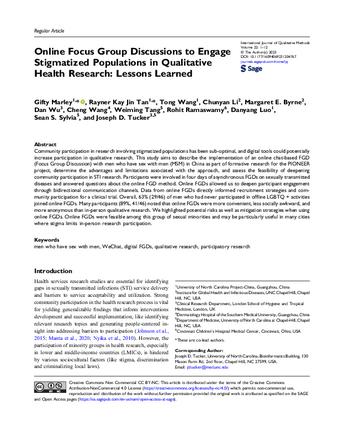 Online Focus Group Discussions to Engage Stigmatized Populations in Qualitative Health Research: Lessons Learned thumbnail
