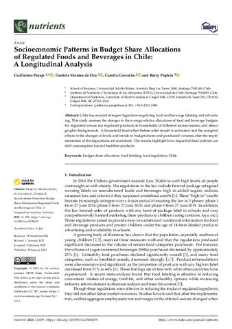 Socioeconomic Patterns in Budget Share Allocations of Regulated Foods and Beverages in Chile: A Longitudinal Analysis thumbnail