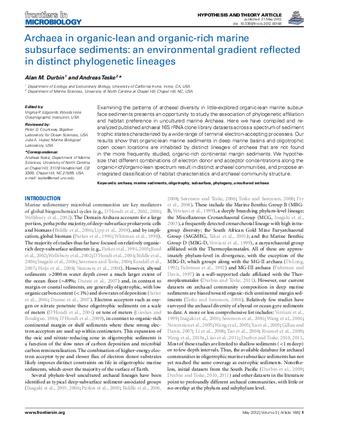 Archaea in Organic-Lean and Organic-Rich Marine Subsurface Sediments: An Environmental Gradient Reflected in Distinct Phylogenetic Lineages thumbnail