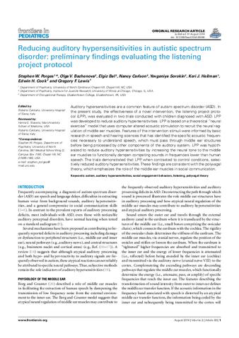 Reducing Auditory Hypersensitivities in Autistic Spectrum Disorder: Preliminary Findings Evaluating the Listening Project Protocol