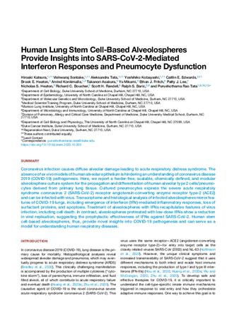 Human Lung Stem Cell-Based Alveolospheres Provide Insights into SARS-CoV-2-Mediated Interferon Responses and Pneumocyte Dysfunction thumbnail
