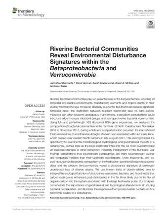 Riverine Bacterial Communities Reveal Environmental Disturbance Signatures within the Betaproteobacteria and Verrucomicrobia thumbnail