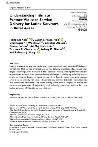 Understanding Intimate Partner Violence Service Delivery for Latinx Survivors in Rural Areas thumbnail