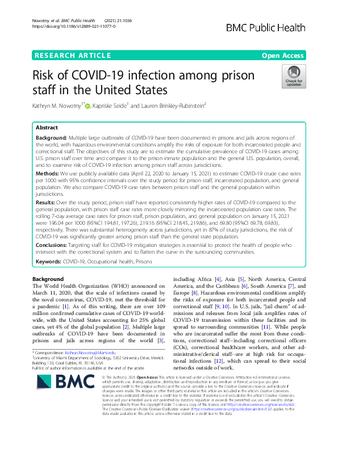 Risk of COVID-19 infection among prison staff in the United States thumbnail