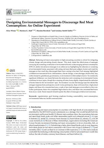 Designing Environmental Messages to Discourage Red Meat Consumption: An Online Experiment thumbnail
