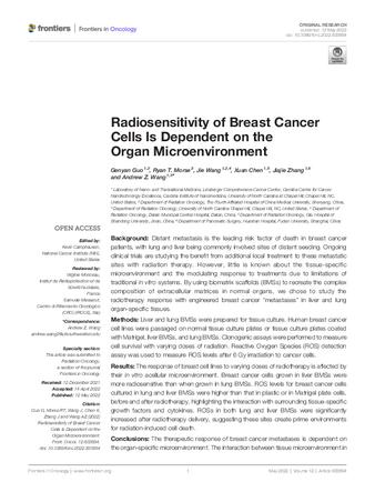 Radiosensitivity of Breast Cancer Cells Is Dependent on the Organ Microenvironment thumbnail