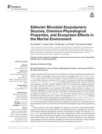 Editorial: Microbial exopolymers: Sources, chemico-physiological properties, and ecosystem effects in the marine environment thumbnail