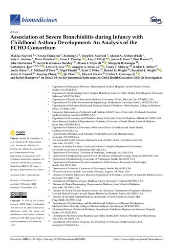 Association of Severe Bronchiolitis during Infancy with Childhood Asthma Development: An Analysis of the ECHO Consortium thumbnail