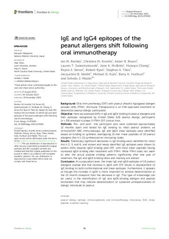 IgE and IgG4 epitopes of the peanut allergens shift following oral immunotherapy