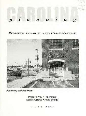 Carolina Planning Vol. 28.1: Redefining Urban Livability in the Urban Southeast thumbnail