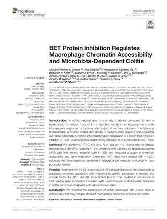 BET Protein Inhibition Regulates Macrophage Chromatin Accessibility and Microbiota-Dependent Colitis thumbnail