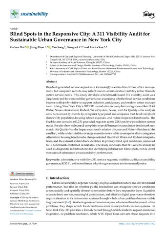 Blind Spots in the Responsive City: A 311 Visibility Audit for Sustainable Urban Governance in New York City thumbnail