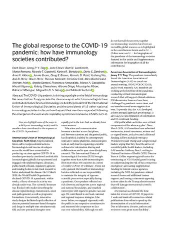The global response to the COVID-19 pandemic: how have immunology societies contributed? thumbnail