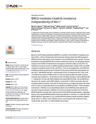 BIRC6 mediates imatinib resistance independently of Mcl-1 thumbnail