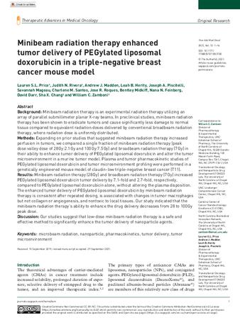 Minibeam radiation therapy enhanced tumor delivery of PEGylated liposomal doxorubicin in a triple-negative breast cancer mouse model