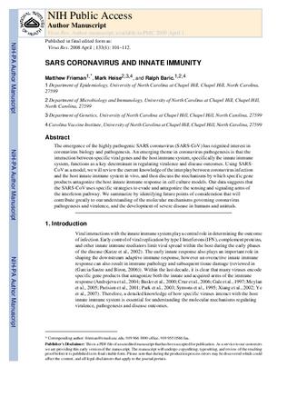 SARS coronavirus and innate immunity thumbnail