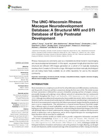 The UNC-Wisconsin rhesus macaque neurodevelopment database: A structural MRI and DTI database of early postnatal development thumbnail