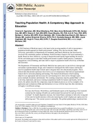 Teaching Population Health: A Competency Map Approach to Education