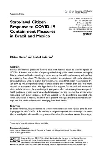 State-level Citizen Response to COVID-19 Containment Measures in Brazil and Mexico thumbnail