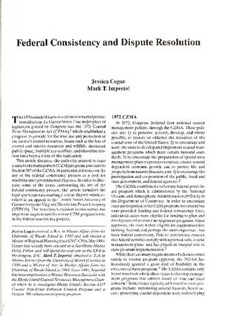 Federal Consistency and Dispute Resolution thumbnail