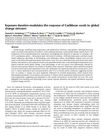 Exposure duration modulates the response of Caribbean corals to global change stressors thumbnail
