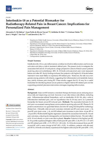 Interleukin-18 as a Potential Biomarker for Radiotherapy-Related Pain in Breast Cancer: Implications for Personalized Pain Management thumbnail