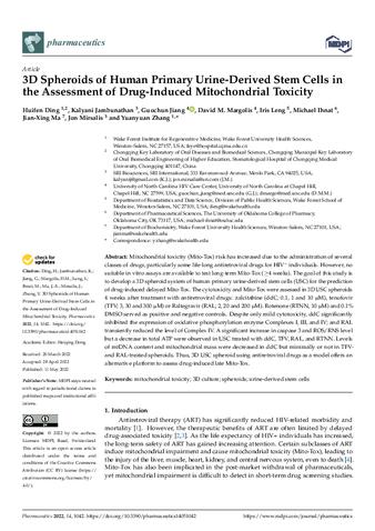 3D Spheroids of Human Primary Urine-Derived Stem Cells in the Assessment of Drug-Induced Mitochondrial Toxicity thumbnail