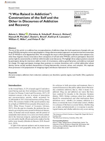 “I Was Raised in Addiction”: Constructions of the Self and the Other in Discourses of Addiction and Recovery thumbnail
