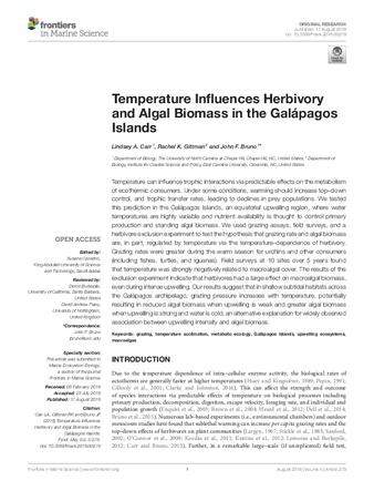 Temperature influences herbivory and algal biomass in the Galápagos Islands thumbnail