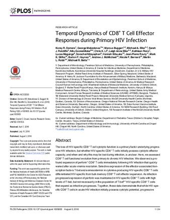 Temporal Dynamics of CD8+ T Cell Effector Responses during Primary HIV Infection thumbnail