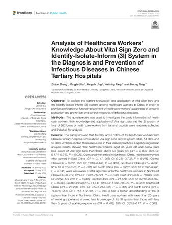 Analysis of Healthcare Workers' Knowledge About Vital Sign Zero and Identify-Isolate-Inform (3I) System in the Diagnosis and Prevention of Infectious Diseases in Chinese Tertiary Hospitals thumbnail