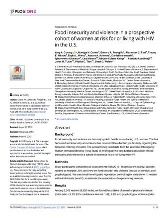 Food insecurity and violence in a prospective cohort of women at risk for or living with HIV in the U.S. thumbnail
