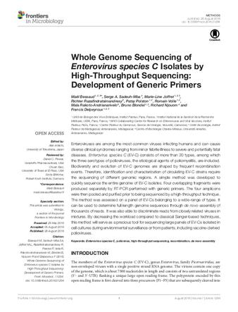 Whole genome sequencing of Enterovirus species C isolates by high-throughput sequencing: Development of generic primers thumbnail