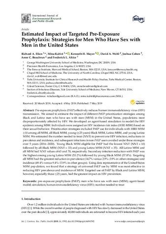 Estimated impact of targeted pre-exposure prophylaxis: Strategies for men who have sex with men in the United States thumbnail