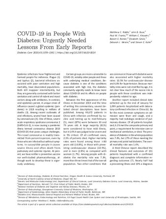 COVID-19 in People with Diabetes: Urgently Needed Lessons from Early Reports thumbnail