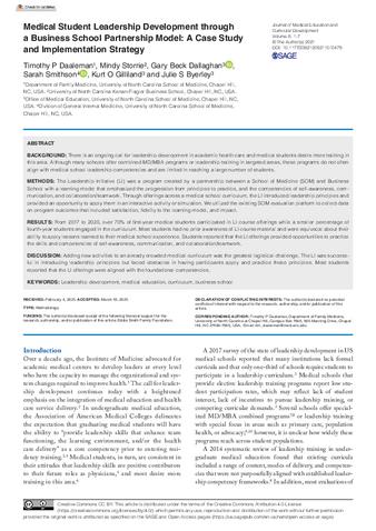 Medical Student Leadership Development through a Business School Partnership Model: A Case Study and Implementation Strategy thumbnail
