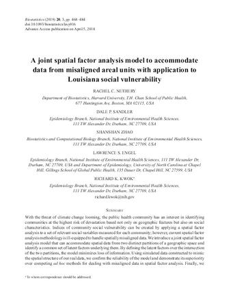 A joint spatial factor analysis model to accommodate data from misaligned areal units with application to Louisiana social vulnerability